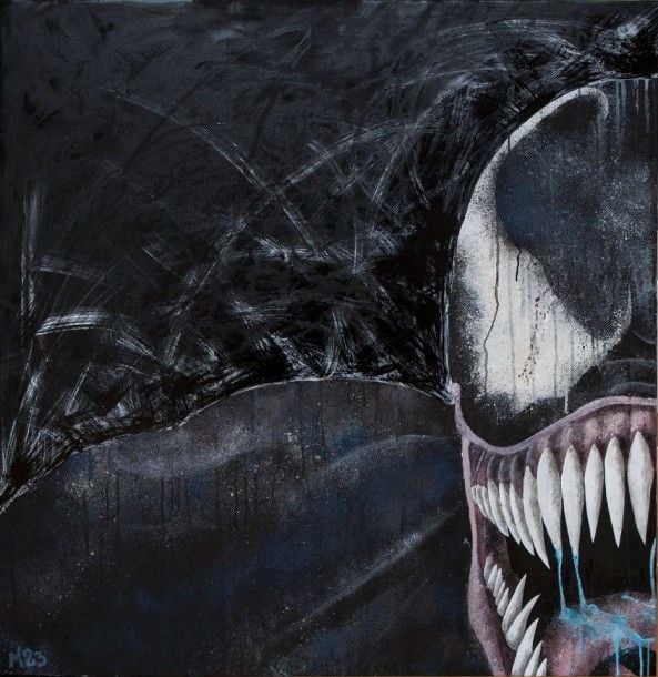 Super Heroes Oeuvre de M23 - Venom: V23 - Technique mixte sur toile - Dim 110 x 110 cm 2014 France