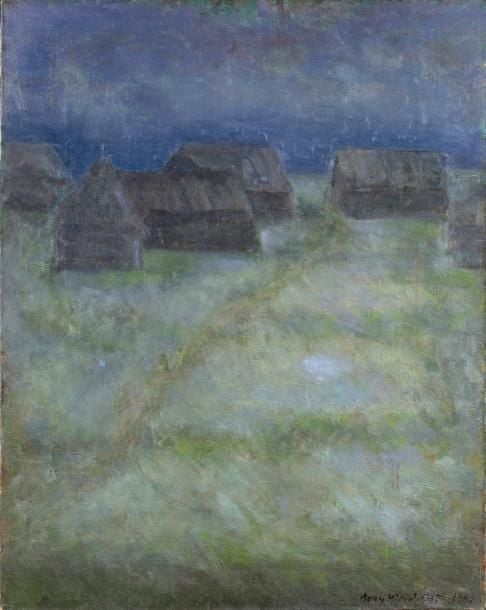 Szlembark, 1998 Huile sur toile, signée et datée en bas à droite Au dos dédicace et étiquette d'exposition 68 x 93 cm