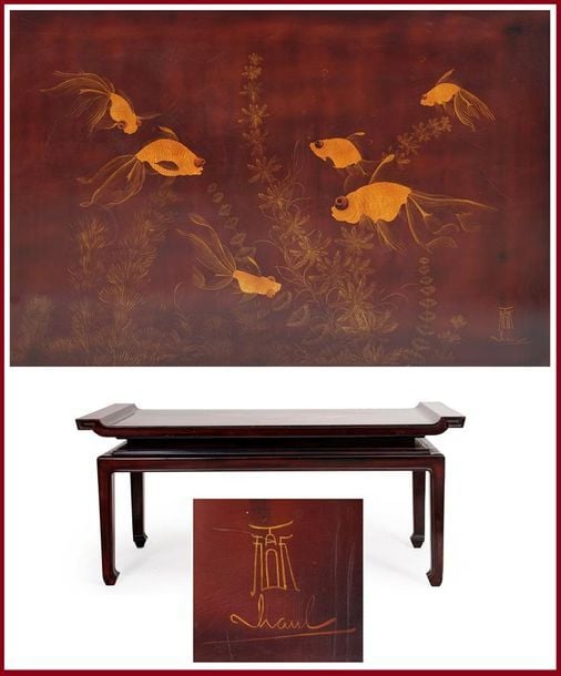 TABLE-BASSE QUADRIPODE EN BOIS LAQUE PAR TRUONG VAN THANH