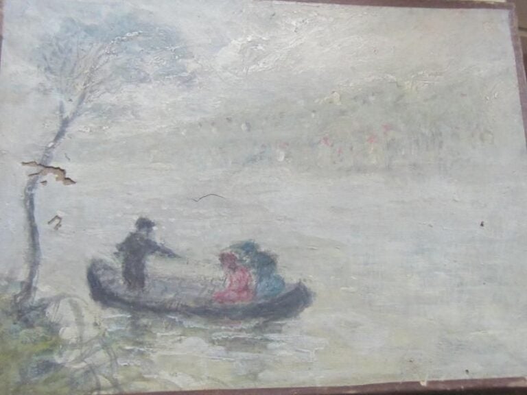 taHuile sur toile "Barque" accidents