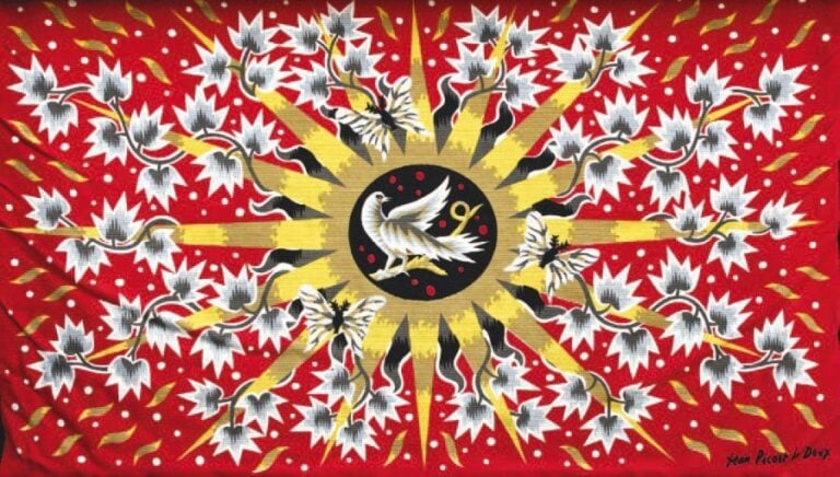 Tapisserie en laine imprimée à la main Imprimée dans la trame et signée au revers sur une étiquette 172 x 102 cm