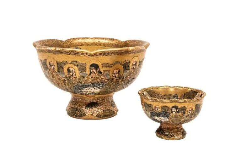 TAZZA AUX CENT RAKANS EN FAÏENCE DE SATSUMA PAR HOTODA / ???