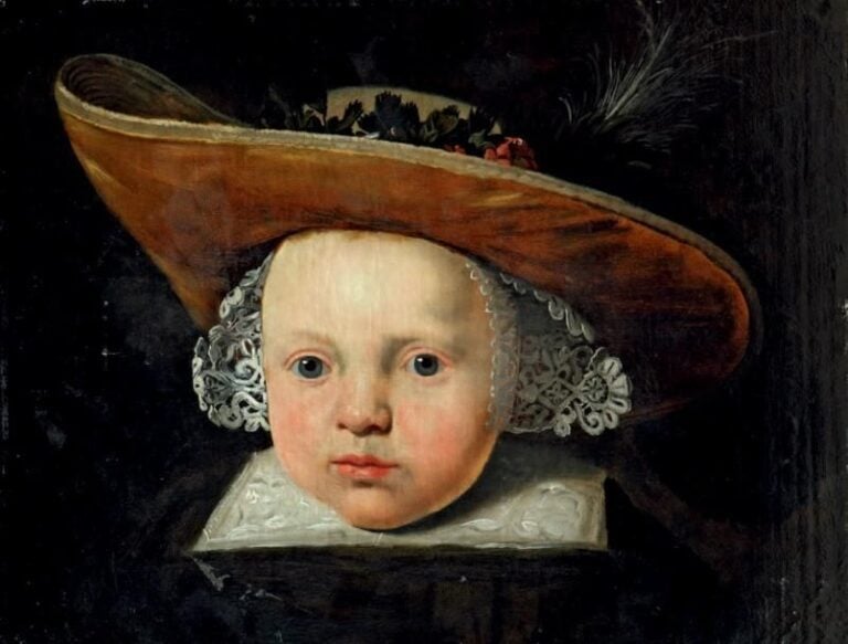 «Tête de petit garçon» Huile sur toile marouflée sur panneau (fragment, petites griffures) 32 x 41,3 cm