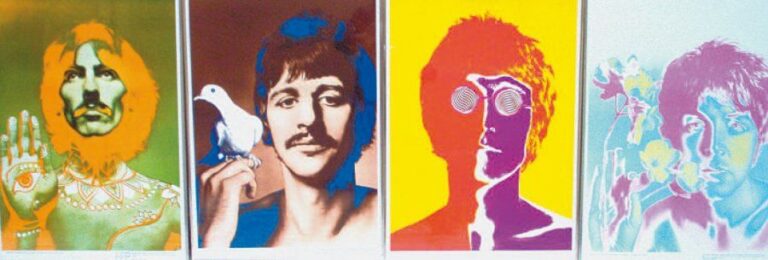 The Beatles , 1967 4 affiches d'époque imprimées en Angleterre par Waterlow & Sons pour le magazine Stern 67,5 x 47 cm (chaque) Bibliographie : Avedon, « The sixties », reproduit en couverture et p
