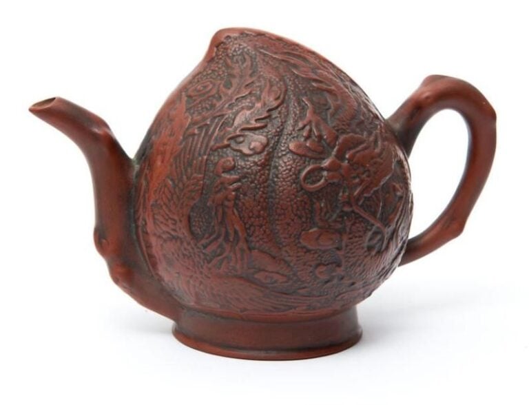 Thèière Cadogan chinoise de Yixing, en forme de pÍche (symbole de longèvitè