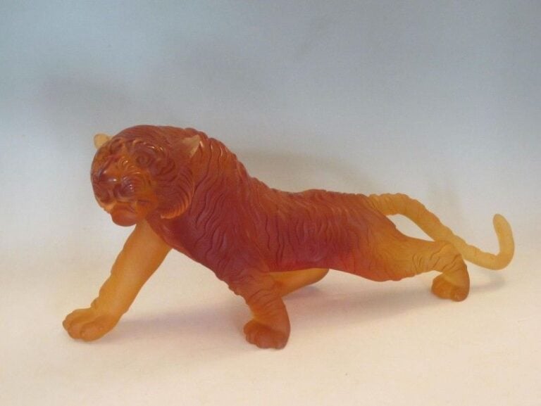 Tigre du Bengale en pâte de verre orange numéroté 80/8