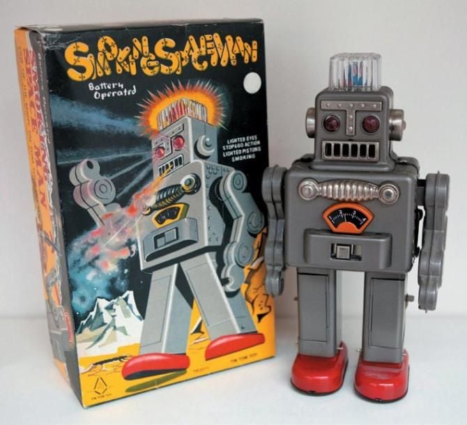 Tin Tom Toy - Spaceman Smoking - Première Edition Neuf en Boîte Chine,