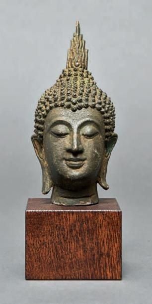 TRÈS ANCIENNE TÊTE DE BOUDDHA en bronze d'origine thaïlandais