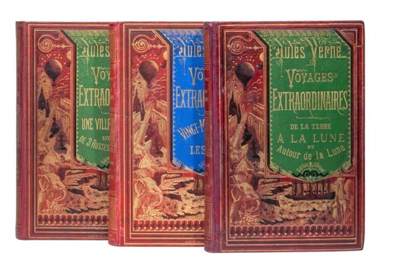 Trois cartonnages «à la bannière» de 1875