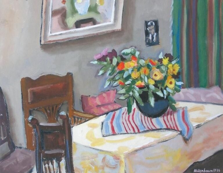 Un intérieur (1936) Technique mixte Signée et datée en bas à droite 48,5 x 83 cm (à vue)