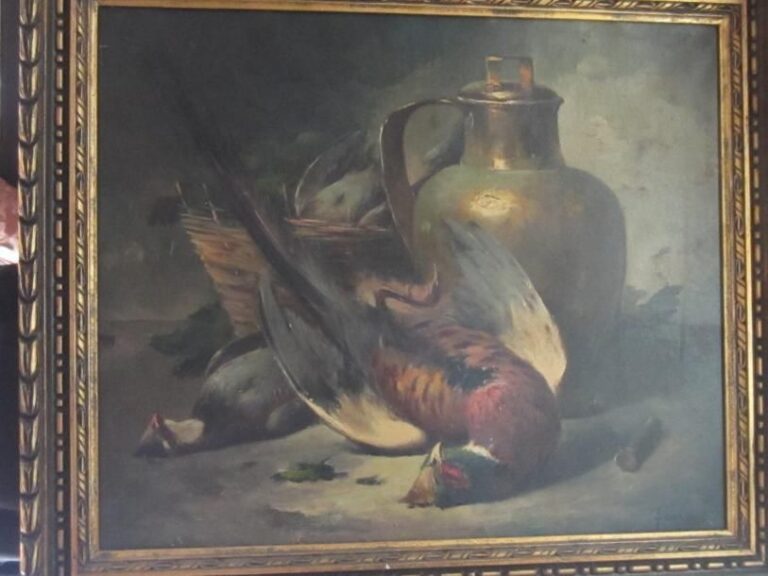 Une huile sur toile "Nature-morte au faisan " signé Laurence