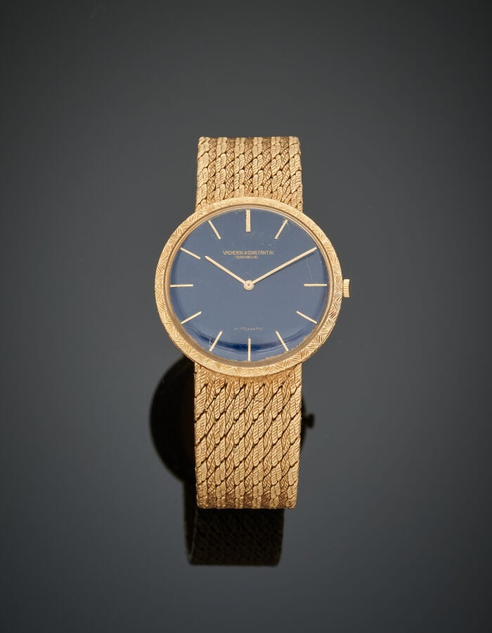 VACHERON CONSTANTIN - BRACELET MONTRE ronde en or jaune (750‰). Lunette ciselée…