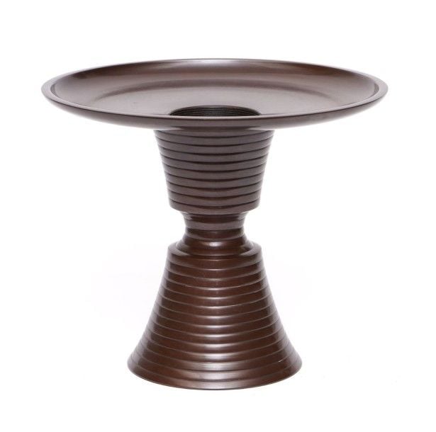 Vase à fleur en bronze usubata à patine brillante de couleur marro