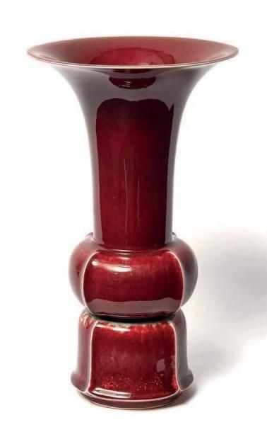 VASE CHINOIS de style "zun" à glaçure rouge-cuivr