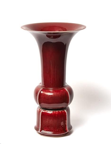 Vase chinois de style "zun" à glaçure rouge-cuivr