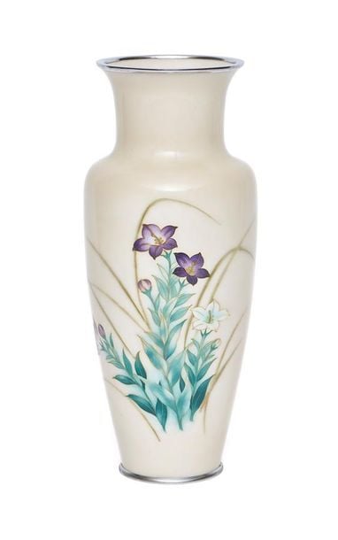 VASE CLOISONNE AUX CAMPANULES