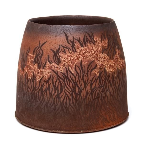 Vase contemporain en grès de forme tubulair