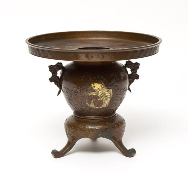 Vase de bronze usubata en trois partie
