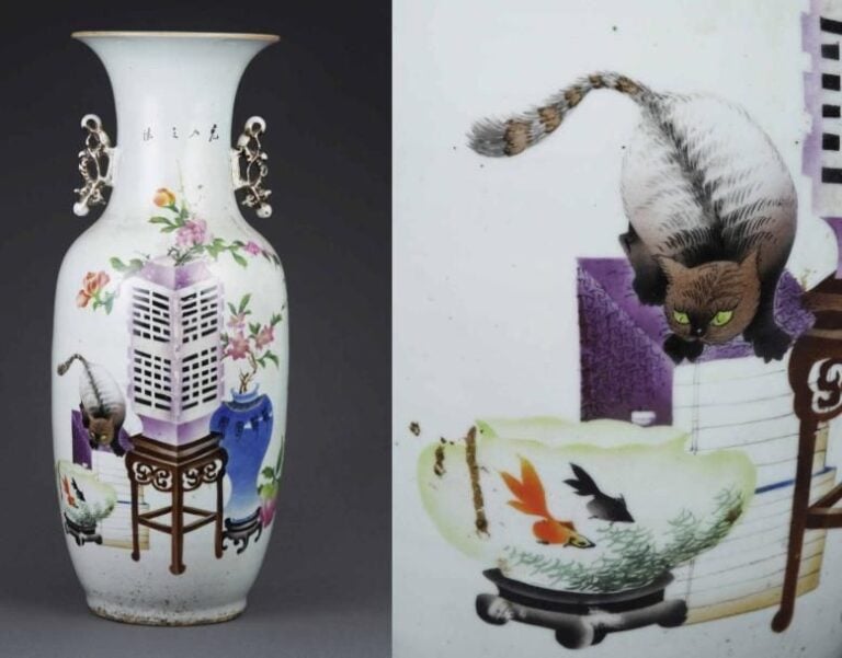 VASE DE FORME QUEUE DE PHENIX EN PORCELAINE DE STYLE QIANJIANG, FENGWEIZUN