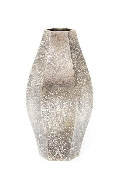 Vase en bronze blanc (alliage cuivre-nickel) de forme hexagonal