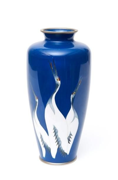 Vase en cloisonné de couleur bleu fonc