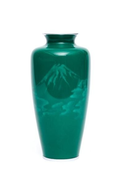 Vase en cloisonné de couleur vert-fonc