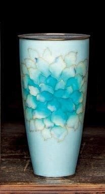 VASE en cloisonné en forme de gobelet de couleur bleu-vert clai