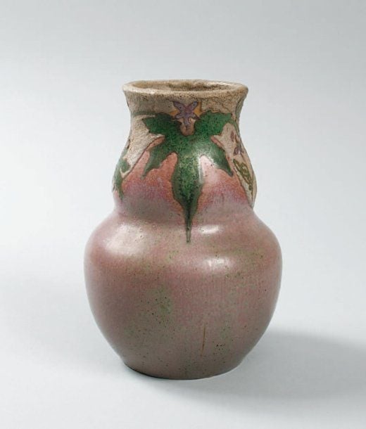 Vase en grès à corps ovoïde à étranglement et col galb