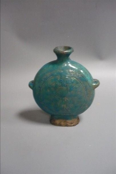 VASE EN GRÈS DE FORME BIANHU - SIGNÉ TACHIKICHI contemporain, à glaçure craquelé