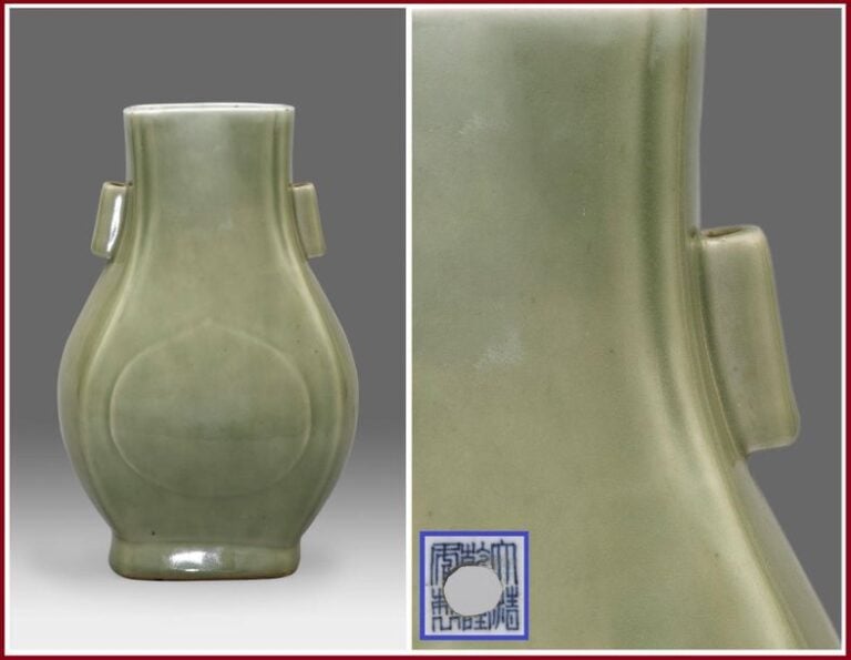 VASE FLECHE EN GRES PORCELAINEUX A COUVERTE CELADON, FANGHU