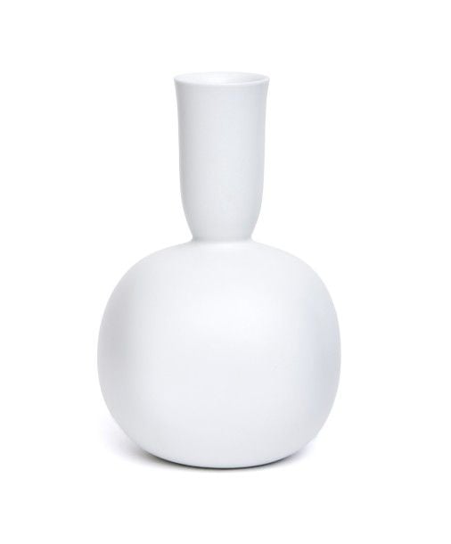 Vase globulaire de forme pentagonale avec un long co