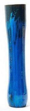 Vase moderne en céramique Kutani à glaçure bleue et de forme cylindriqu