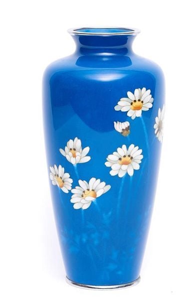 VASE OVOÏDE EN EMAUX CLOISONNES