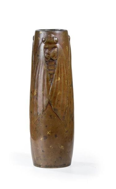 VASE OVOÏDE ETIRE EN BRONZE A PATINE MARRON