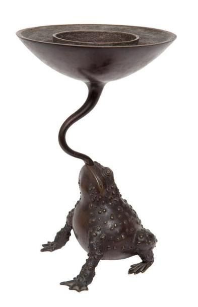 Vase pour arrangement de fleurs ikebana en bronze de couleur foncé