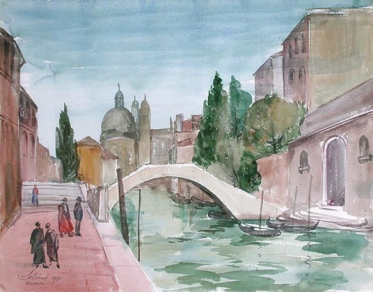 Venise (1980) Aquarelle Signée, datée et située en bas à gauche 46 x 60 cm