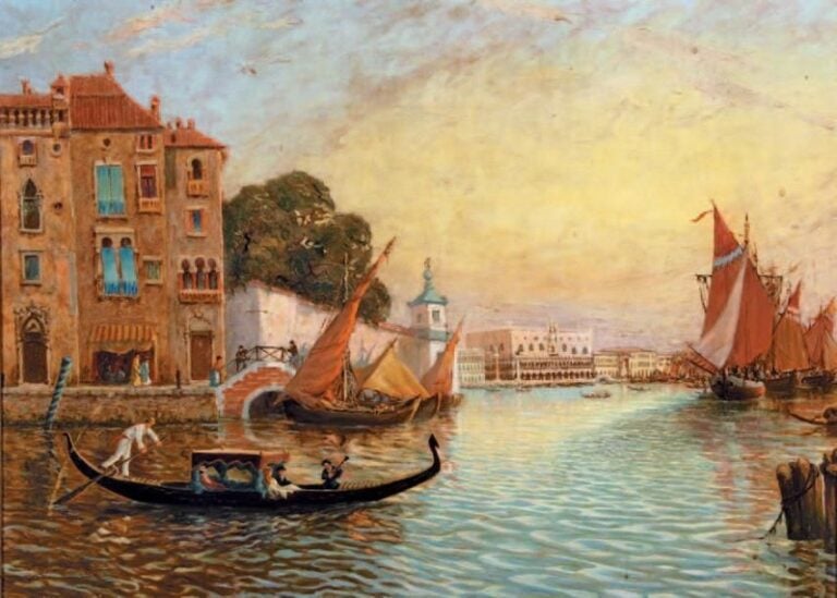 VENISE Huile sur panneau, signée en bas à gauche 73,5 x 101,5 cm