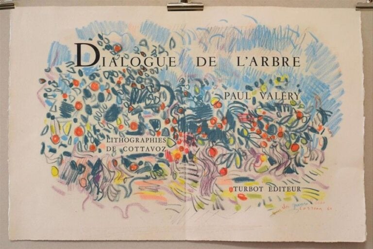 Verger Pastel gras sur page de garde du livre «Dialogue de l'arbre» de Paul Valery 42 x 64 cm