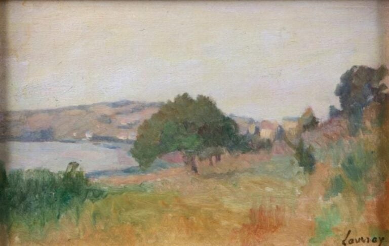 Vétheuil Huile sur papier marouflé sur toile, signée en bas à gauche 27 x 36 cm