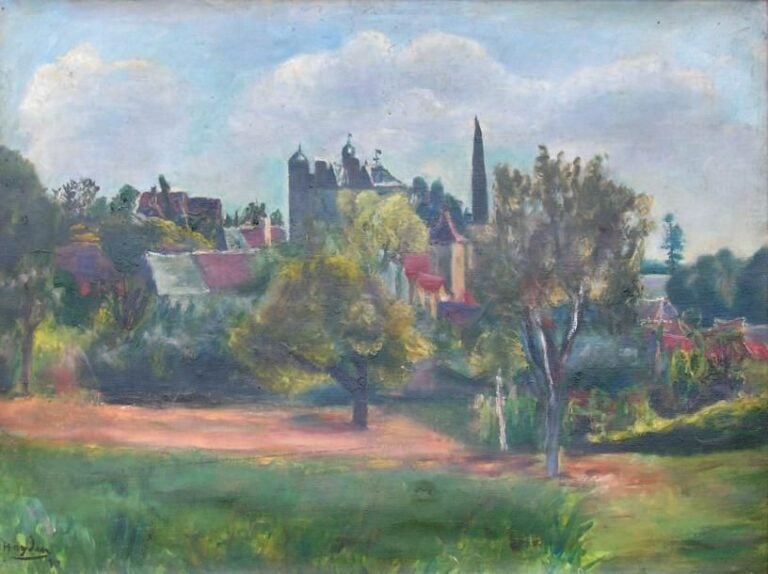 Village, 1930 Huile sur toile, signée et datée en bas à gauche 46 x 61 cm Oil on canvas, signed and dated lower left