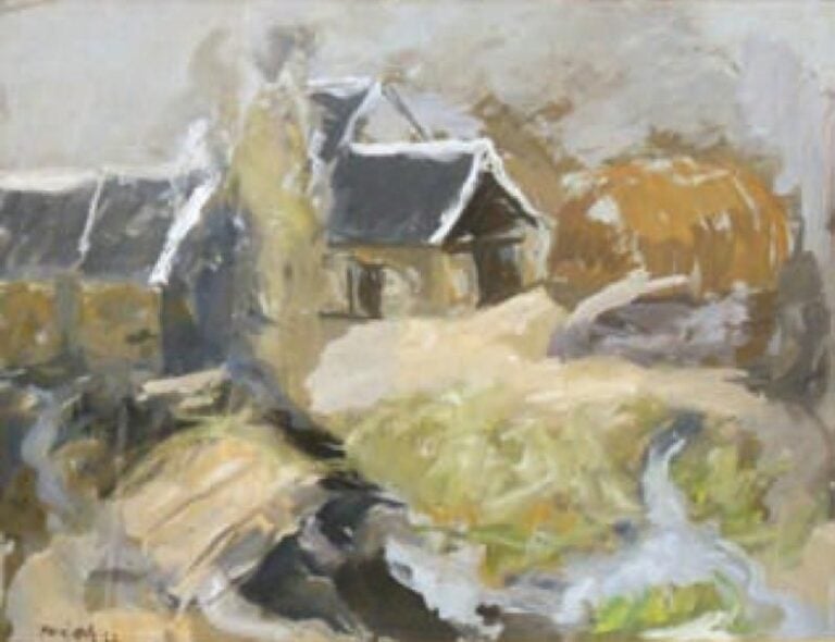 Village (1932) Gouache Signée et datée en bas à gauche 49 x 63 cm