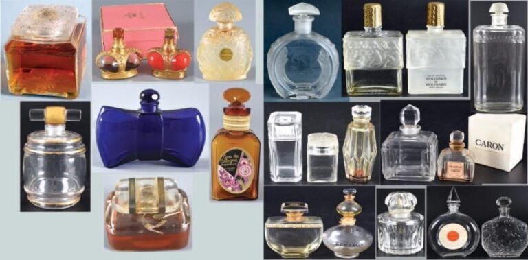 Vingt-deux flacons à parfum et une boîte, dont certains de la première moitié du XXe