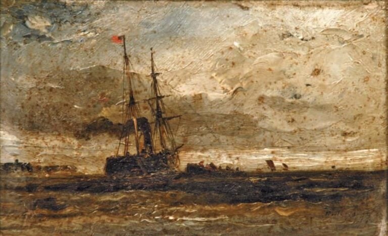 Voilier Huile sur panneau 11 x 17,5 cm