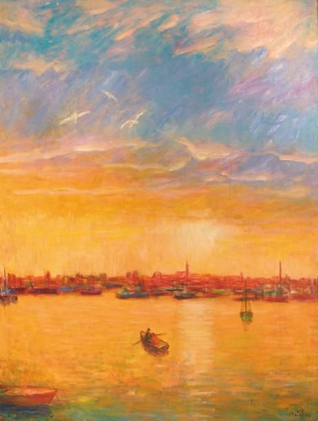 Vue d'Istanbul (1970) Huile sur isorel Signée et datée en bas à droite Datée et située au dos 92 x 73 cm