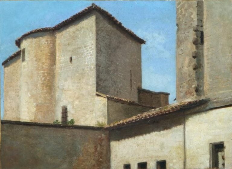 «Vue d'un château en Italie» Huile sur toile (sans cadre) 21,9 x 29,7 cm