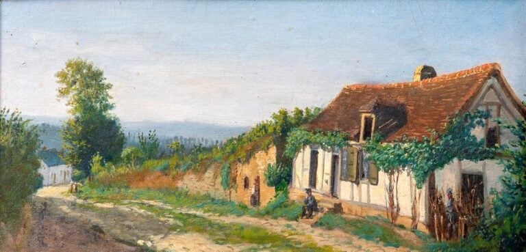 Vue d'une chaumière au bord de la route