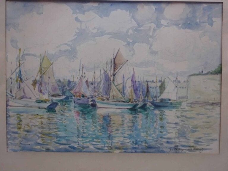 Vue de port Aquarelle sur papier