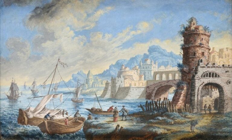 Vue imaginaire d'un port méditerranéen