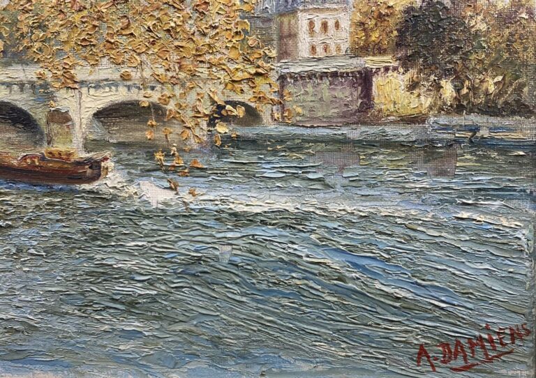 A. DAMIENS (XXe siècle) - Le Pont Neuf à Paris - Huile sur toile - Signée en ba…