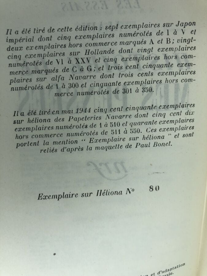 ALAIN. - Histoire de mes pensées. Édité à Paris chez Gallimard en 1944. De form…
